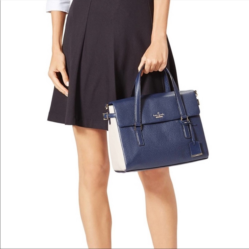 Kate Spade Holden Street Leslie Bag Navy Galaxy Sand + Tellie Bifold Wallet